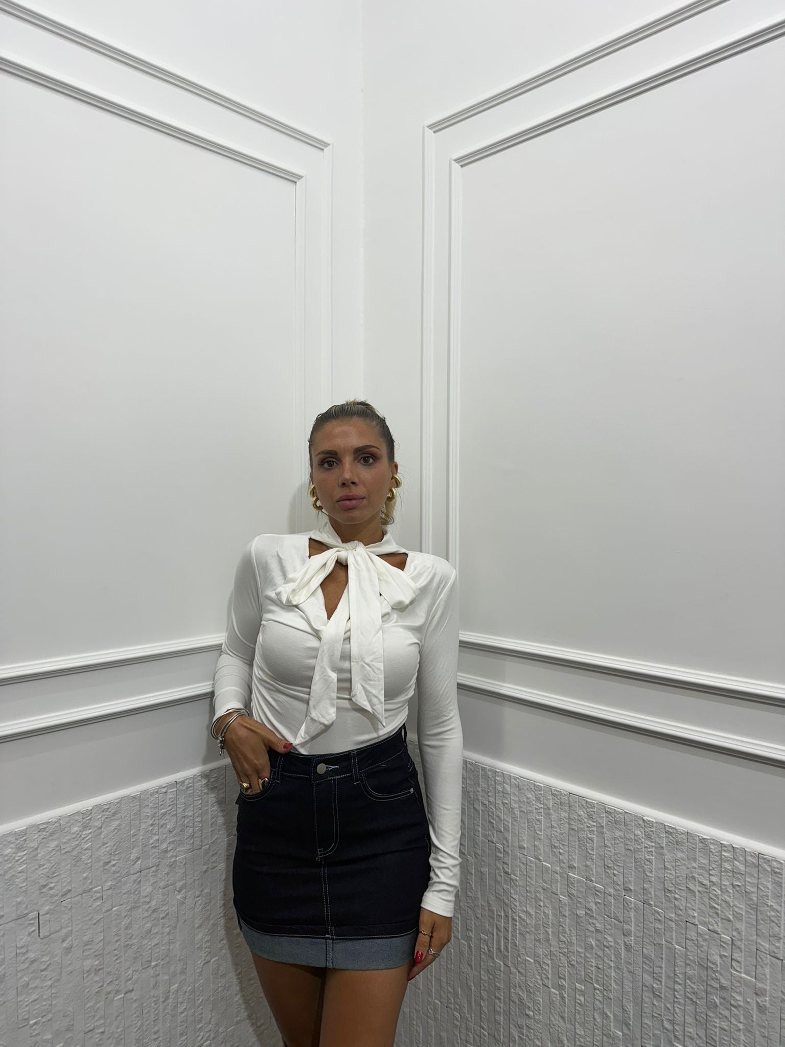 Minigonna Denim Piegone