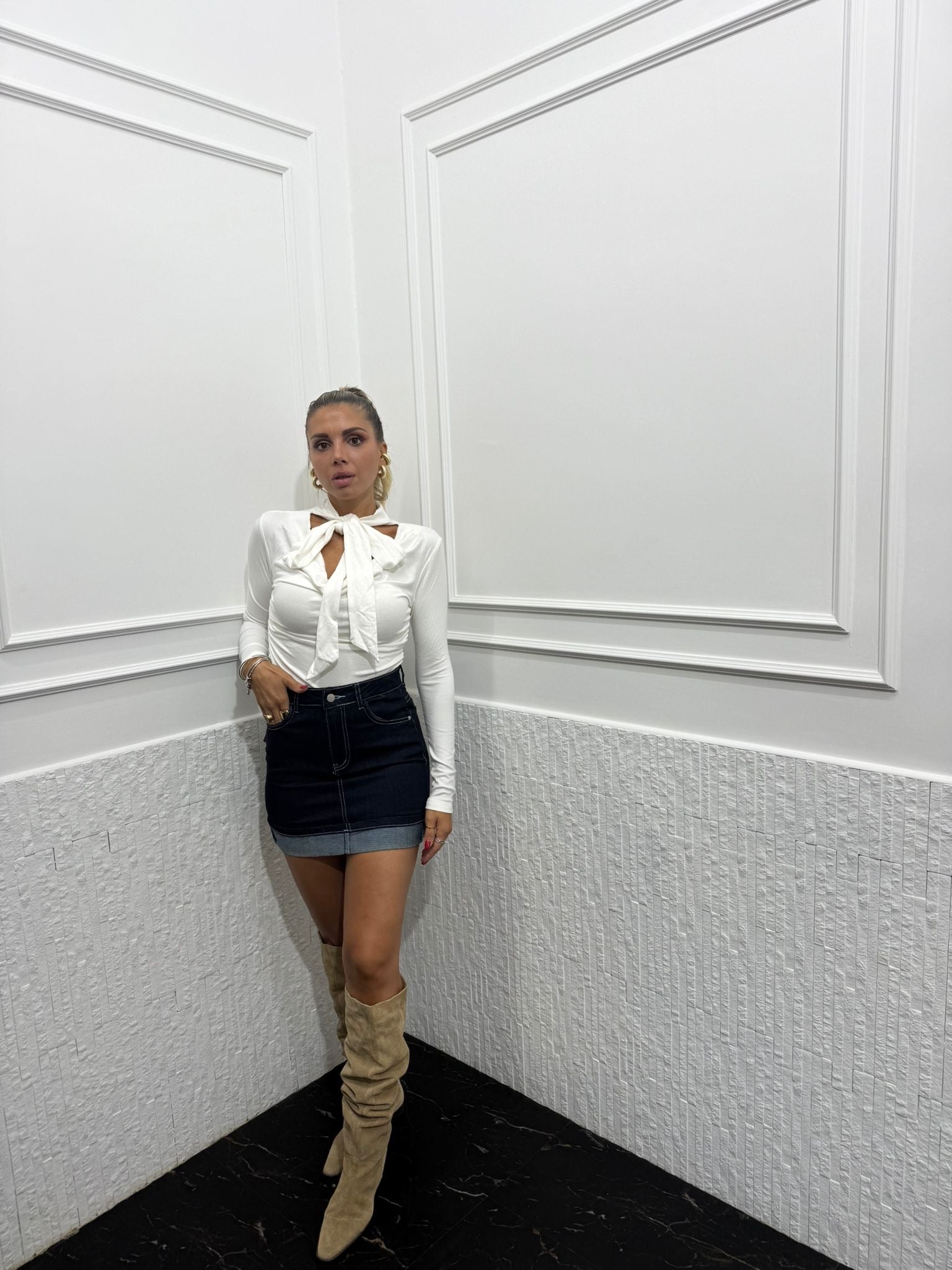 Minigonna Denim Piegone