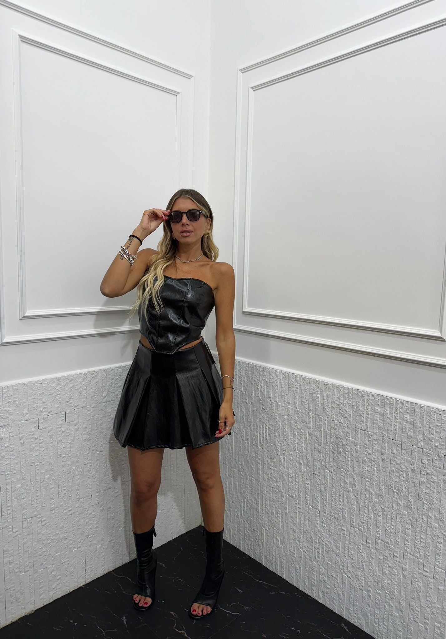 Gonna in Vernice plissé