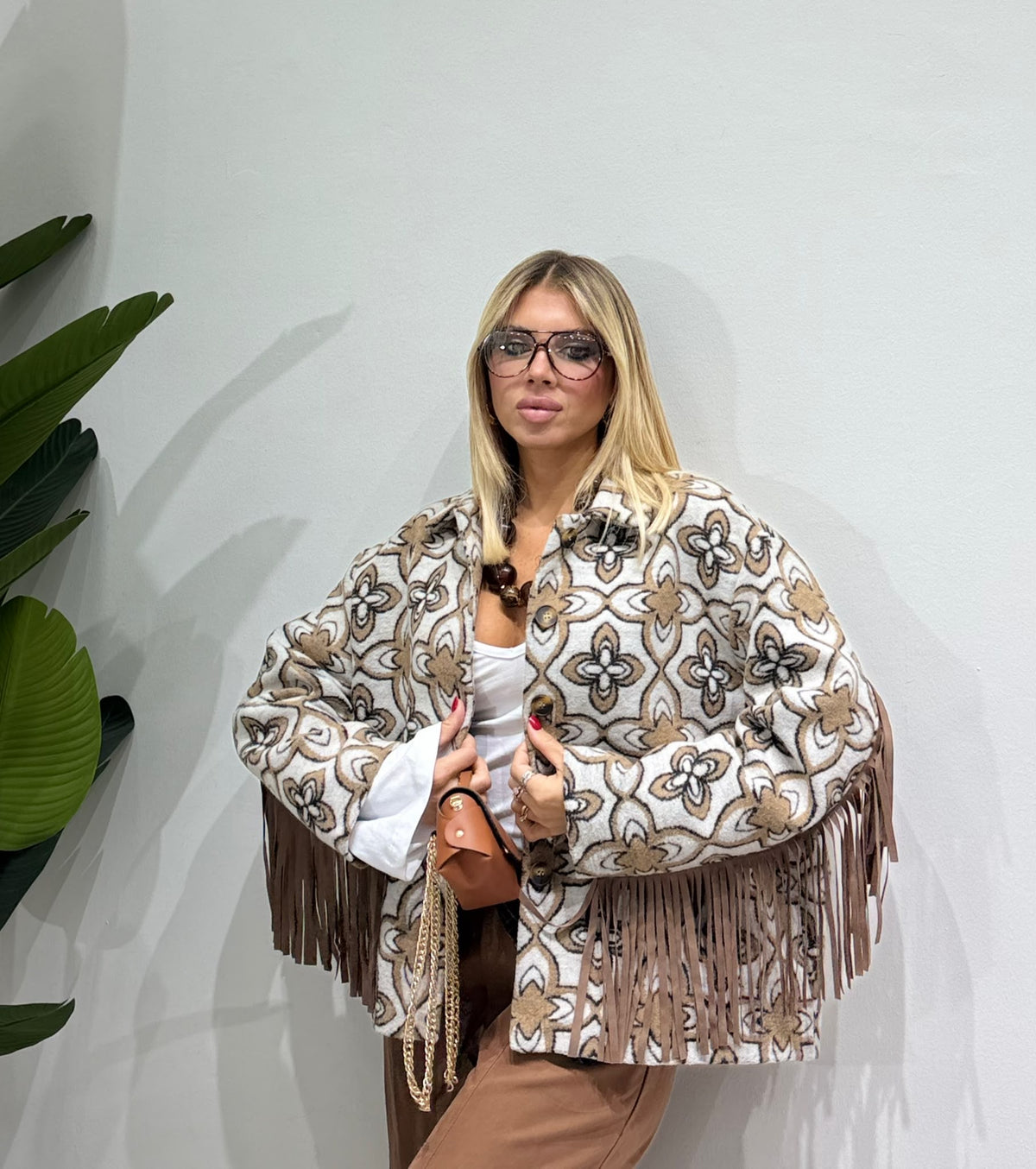 Giacca Boheme frange Camel