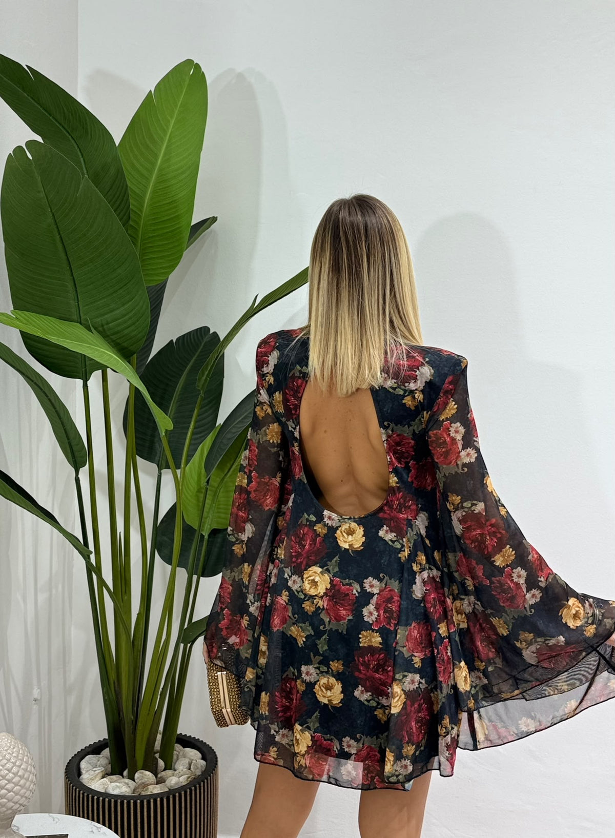 Dress Fleurs lumina nero