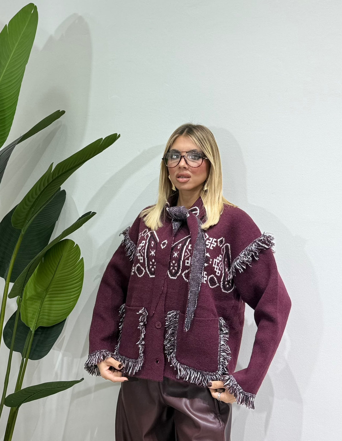 Cardigan bandana Bordeaux