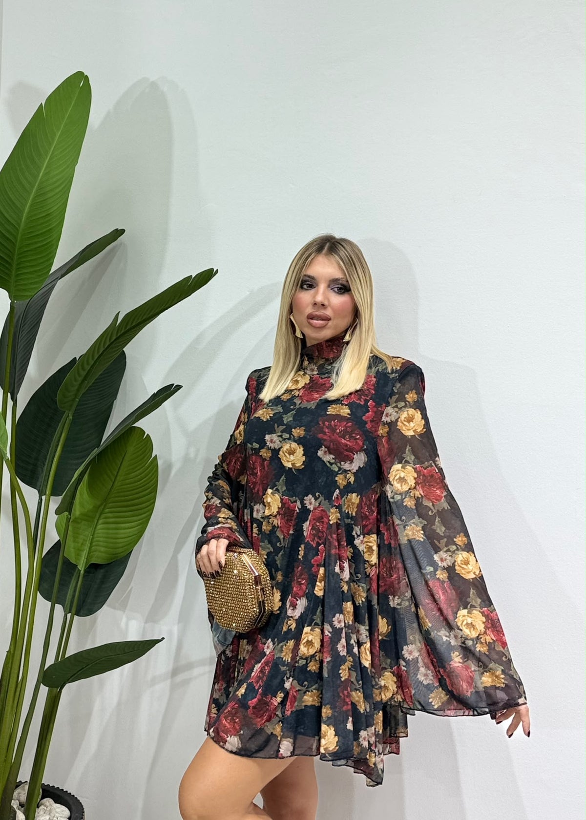 Dress Fleurs lumina nero