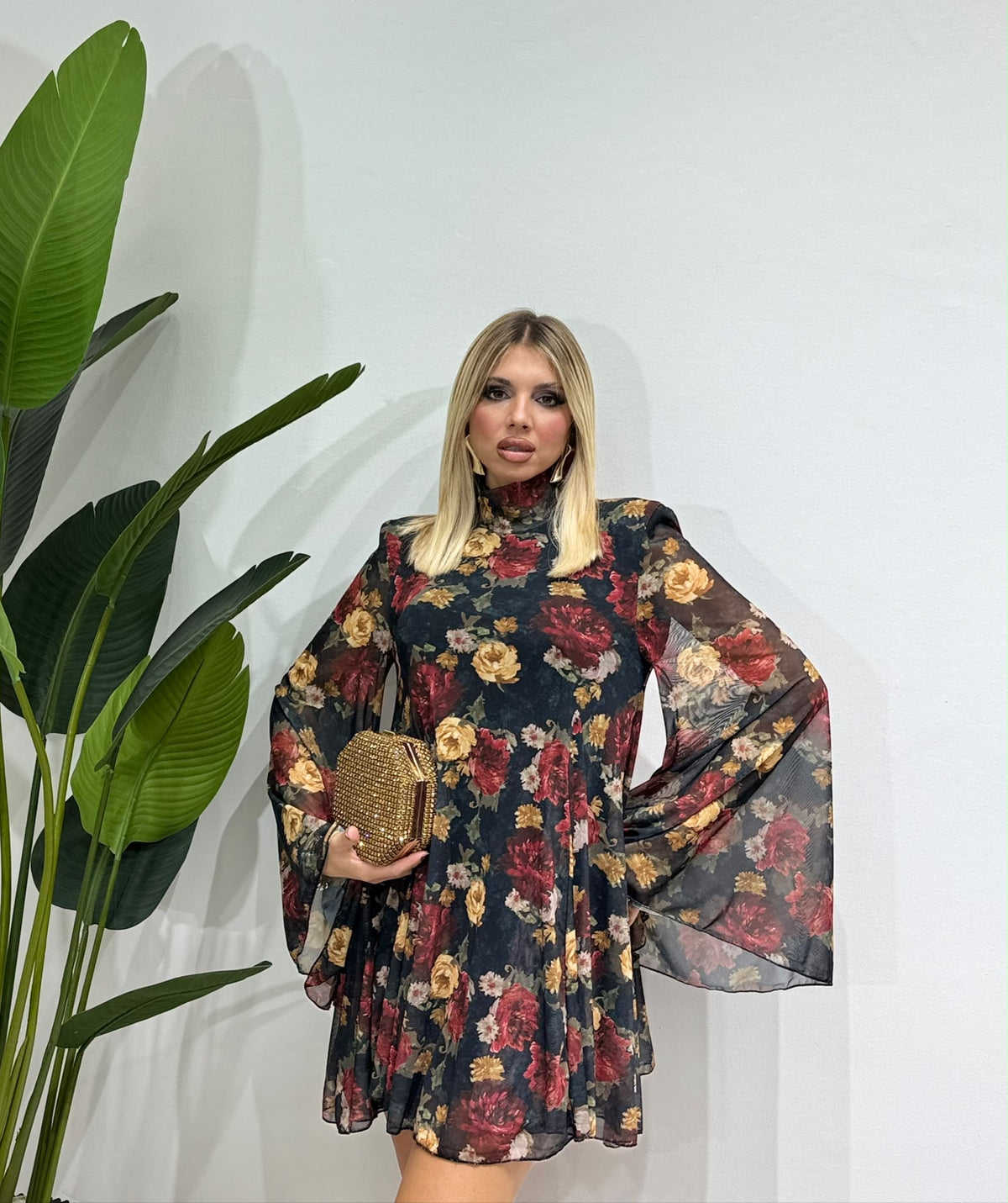 Dress Fleurs lumina nero