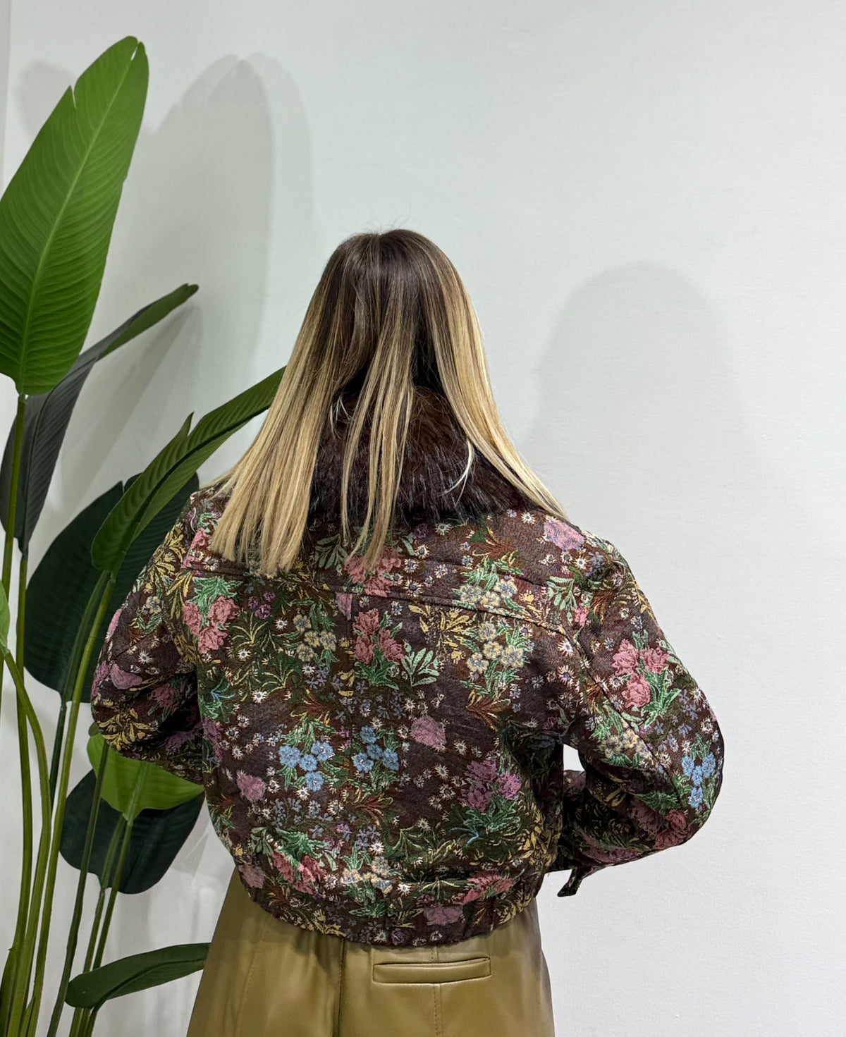 Bomber crop Flora con pelliccia