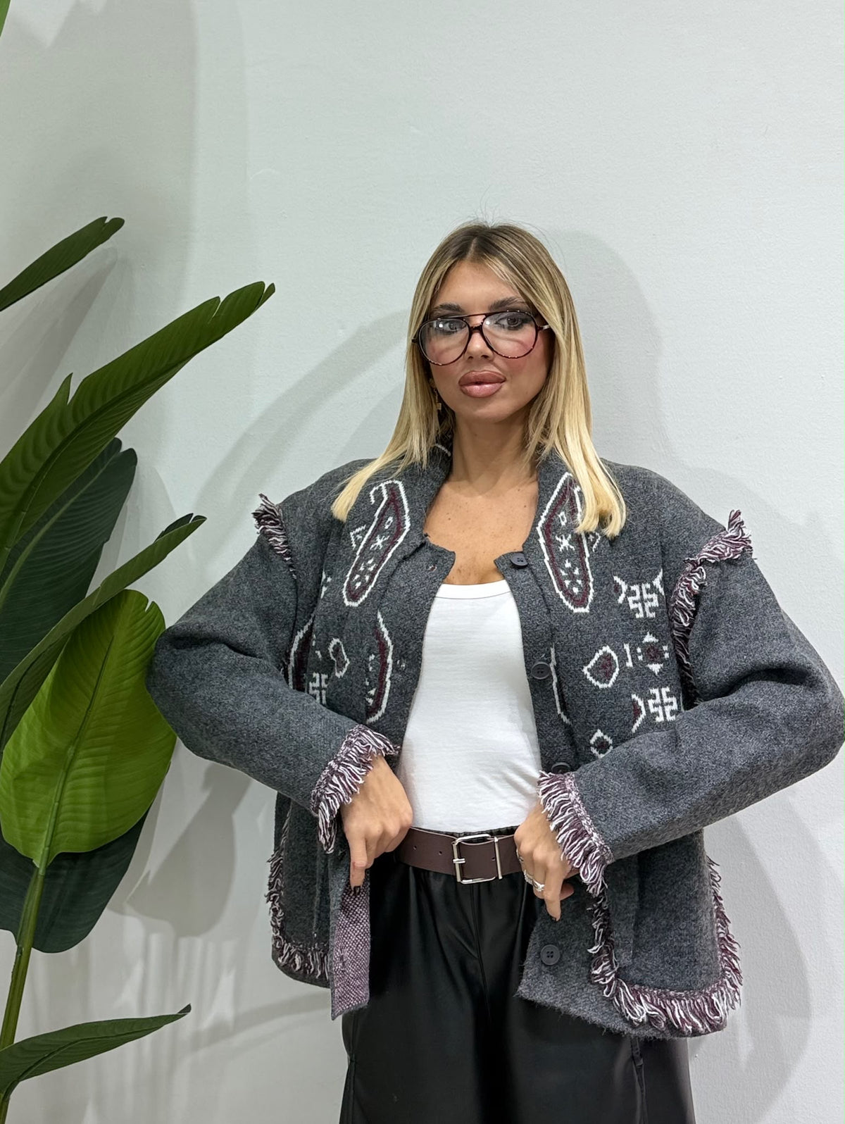 Cardigan bandana grigio