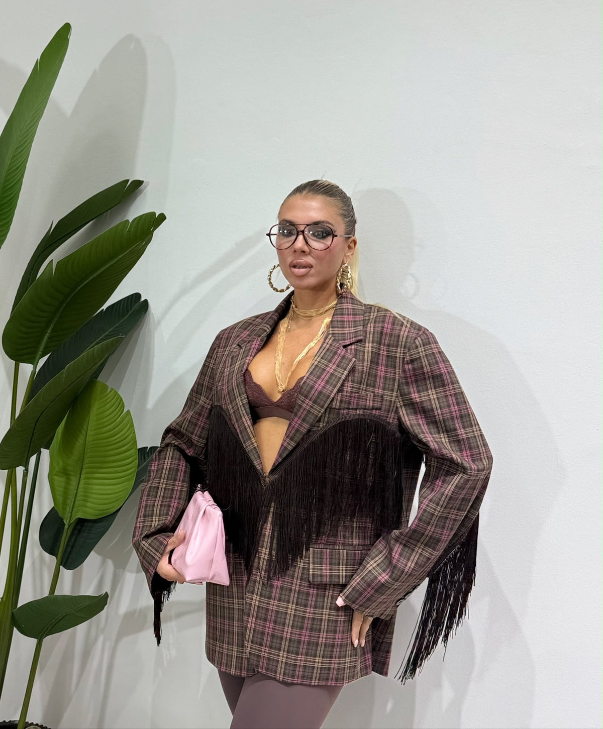 Blazer frange marrone By lumina