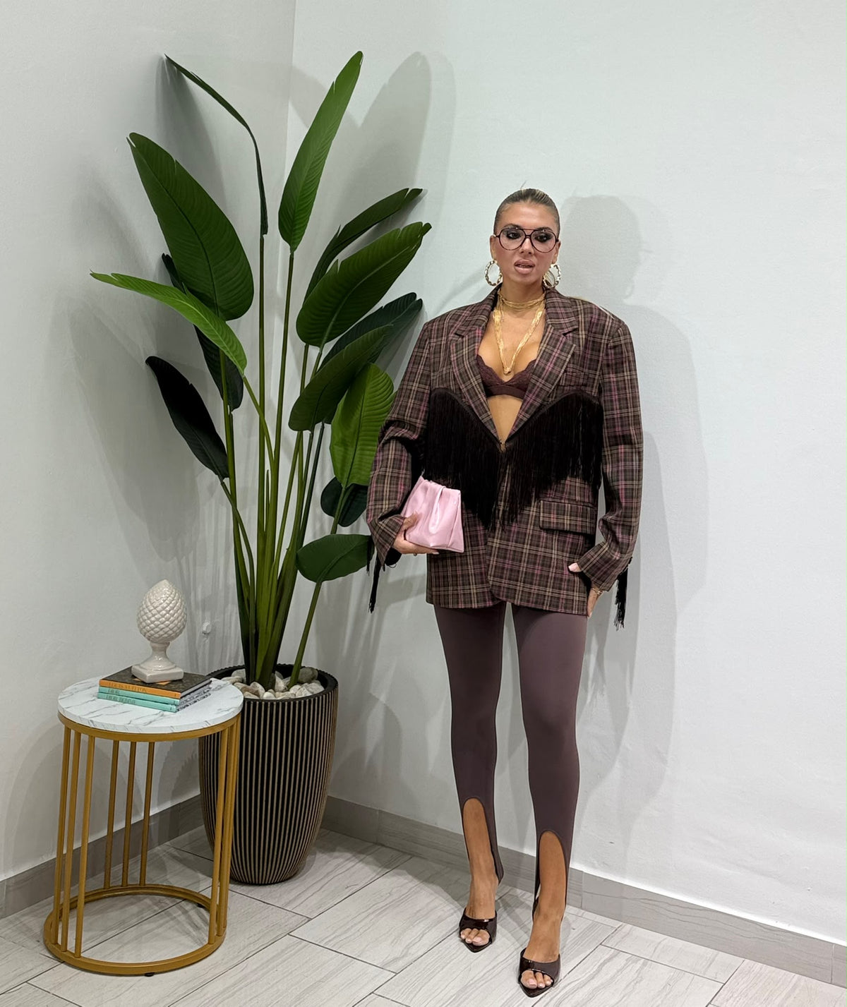 Blazer frange marrone By lumina
