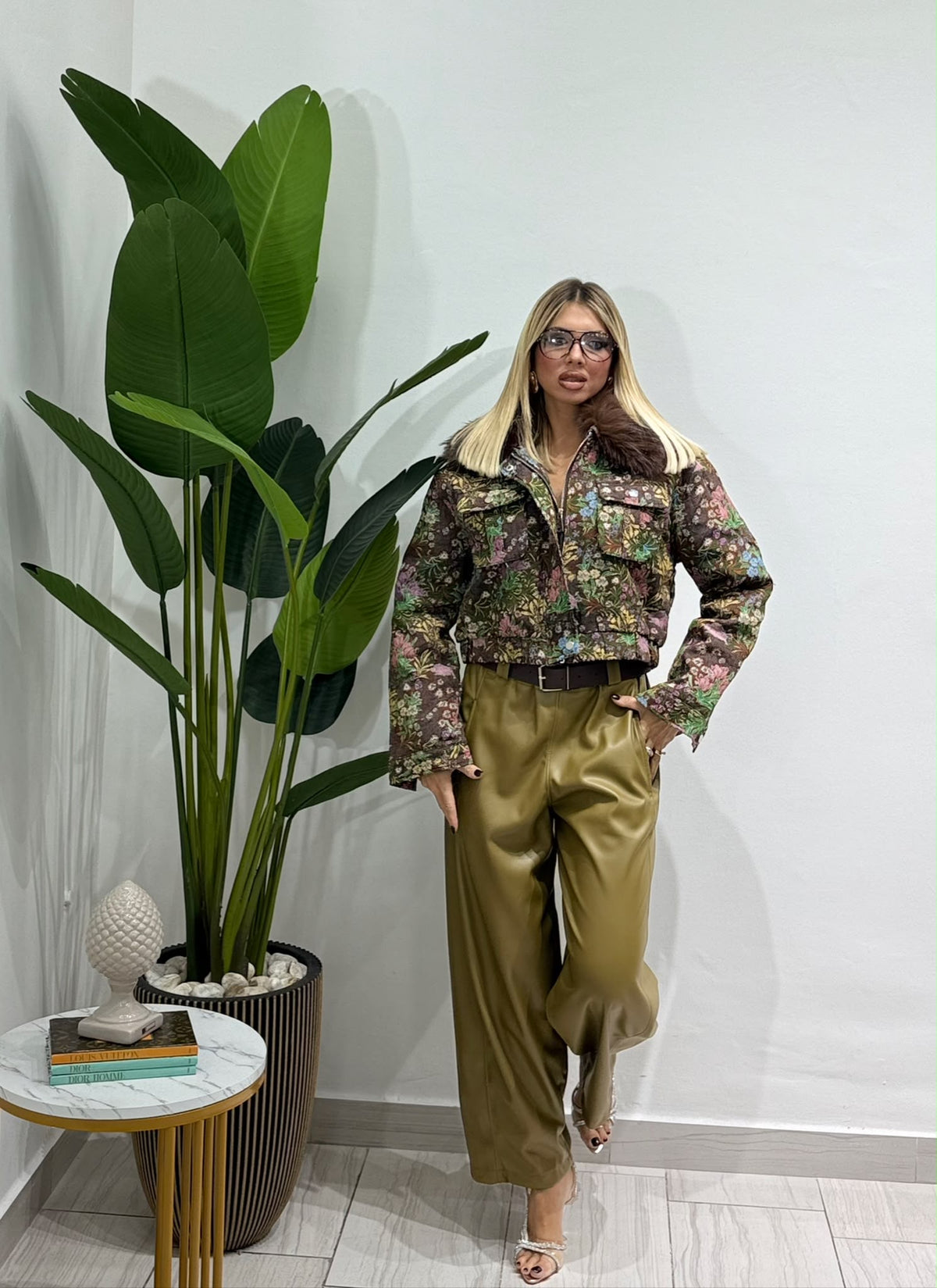 Bomber crop Flora con pelliccia