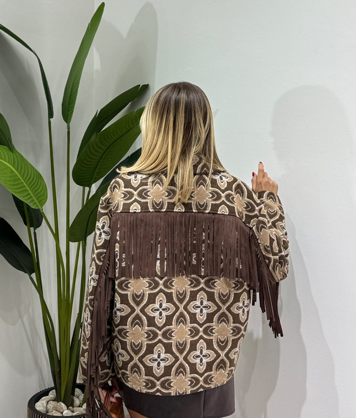 Giacca Boheme frange Marrone