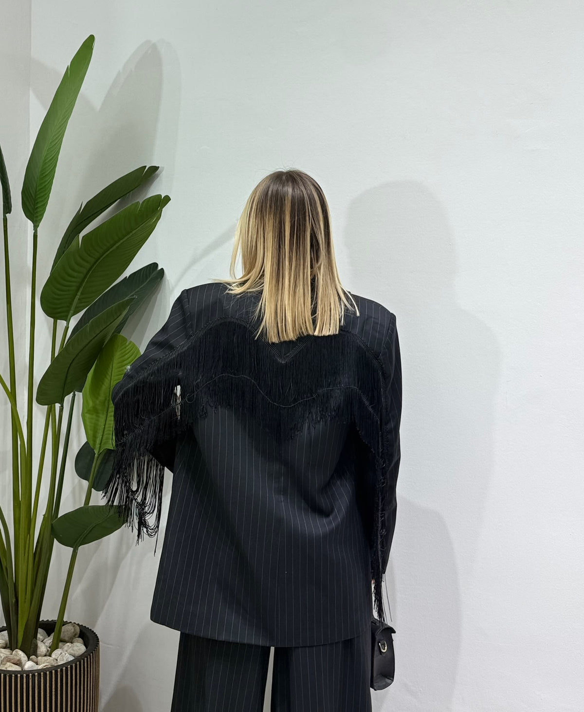 Tailleur gessato frange