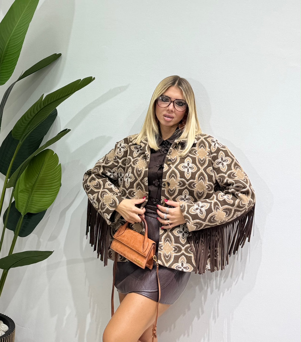 Giacca Boheme frange Marrone