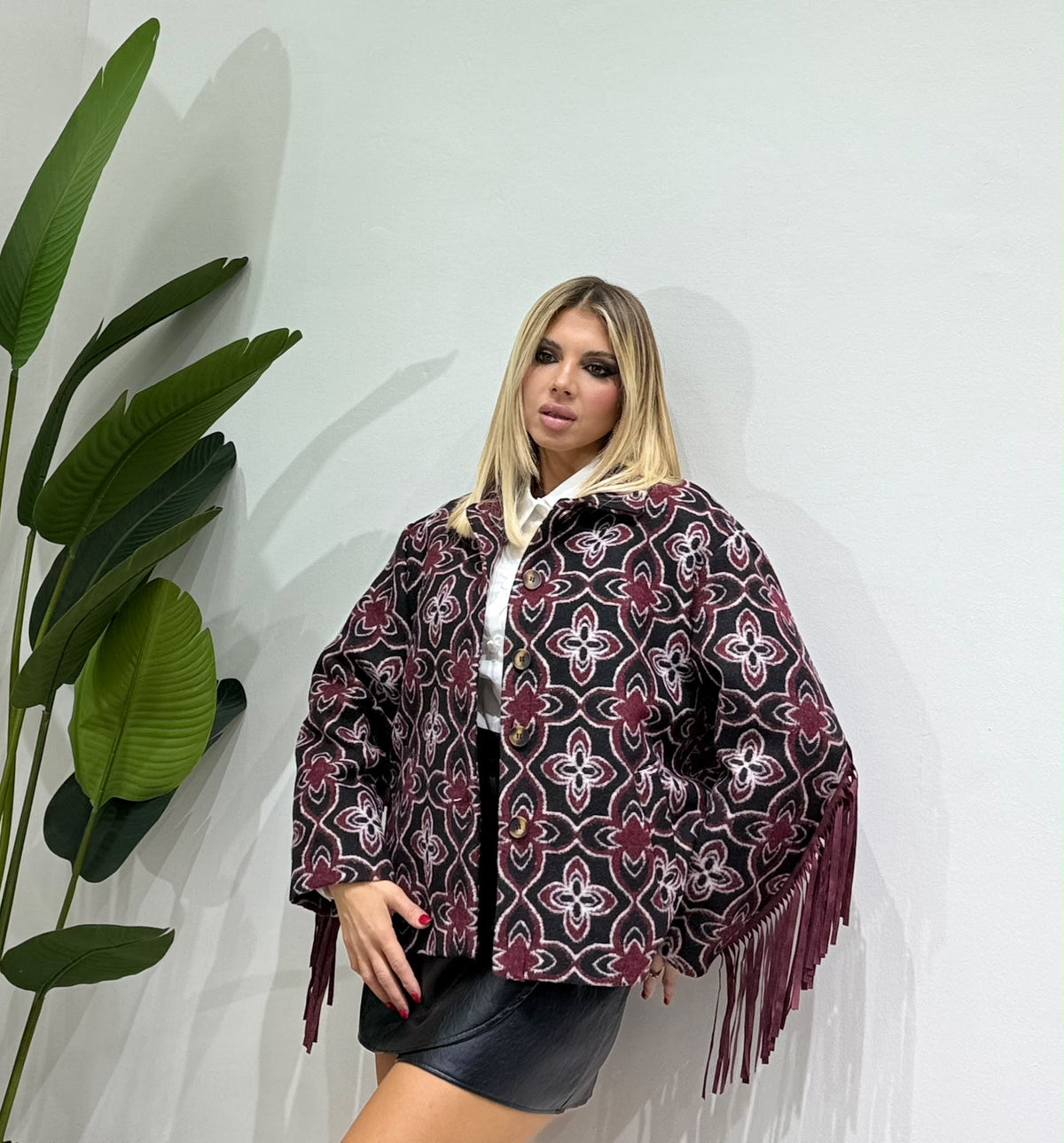 Giacca Boheme frange Bordeaux