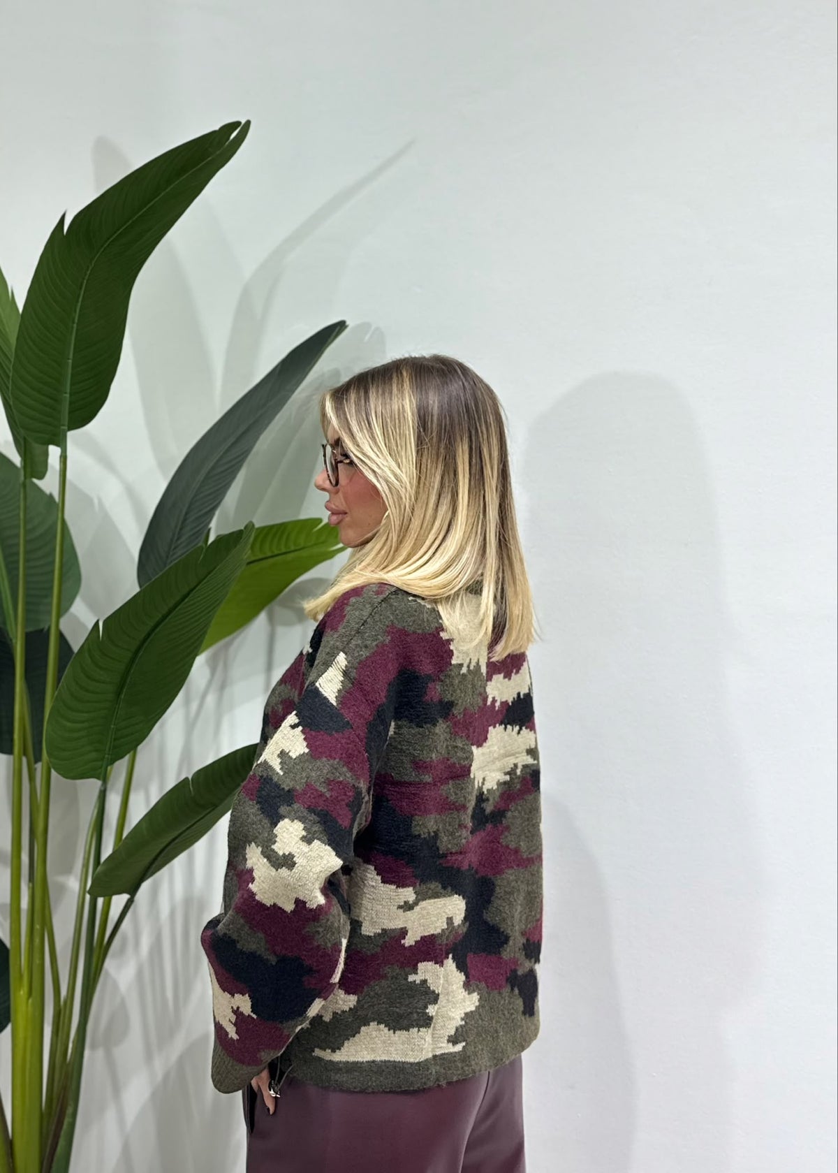 Pull camouflage bordeaux